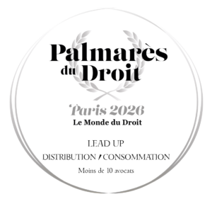 Lead up - Palmarès du Droit 2026 : Or Arbitrage, Argent Contentieux Commercial, Argent Distribution, Bronze Contrats Commerciaux - cabinets moins de 10 avocats