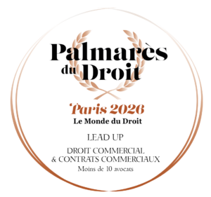 Lead up - Palmarès du Droit 2026 : Or Arbitrage, Argent Contentieux Commercial, Argent Distribution, Bronze Contrats Commerciaux - cabinets moins de 10 avocats