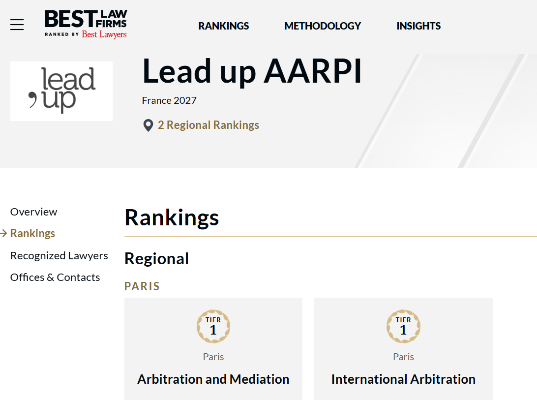 Lead up, Tier 1 à Paris dans Best Law Firms - France 2027